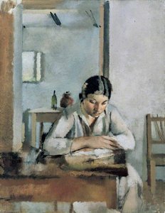 Girl Seated, Reading At A Table — Jesse Dale Cast