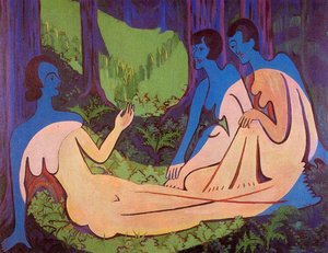 Three Nudes In The Forrest — Ernst Ludwig Kirchner, Expressionistic Style