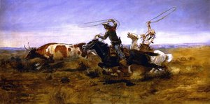 Oh Cowboys Roping A Steer — Charles Marion Russell
