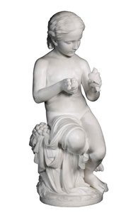 Young Girl Holding Grapes And A Bird — Odoardo Fantacchiotti
