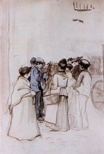 Street Scene. Man Playing The Guitar Among People — Ovidio Murguía De Castro