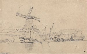 River And Windmill — John Sell Cotman