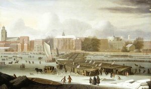 A Frost Fair On The Thames At Temple Stairs, London — Abraham Hondius Danielsz