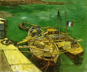 Quay With Men Unloading Sand Barges — Vincent Willem Van Gogh