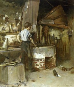 The Forge (aka An Apprentice Blacksmith) — Theodore Robinson