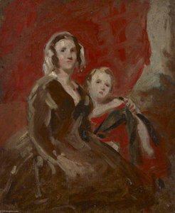 Portrait Study Of A Lady And Child In An Interior — Daniel Macnee
