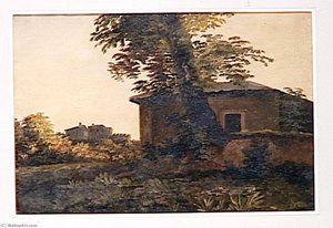 A La Villa Farnese Arbre Devant Une Maison Rustique — Pierre-henri De Valenciennes, Romantic Landscape