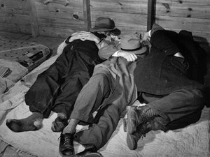 Farmers Sleeping In A White Camp Room In A Warehouse. They Often Must Remain Several Days Before Their Tobacco Is Sold. Durham, North Carolina — Marion Post Wolcott
