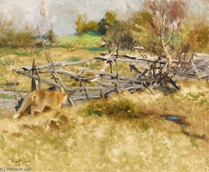Fox By The Fence — Bruno Andreas Liljefors
