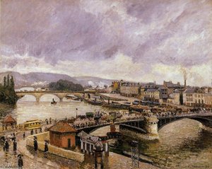 The Boieldieu Bridge, Rouen - Rain Effect — Camille Pissarro, Impressionistic Style