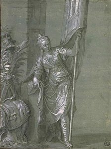 Standing Woman, A Banner In The Left Hand. Victory — Paolo Veronese