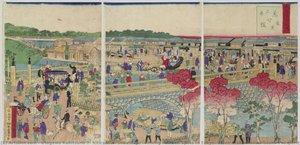 Among Famous Spots In Tokyo: Stone Made Mansei-bashi, Prosperity Scene — Utagawa Kunitsuna Ii, Ichiransai, Sadashige