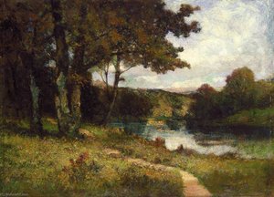 Untitled (landscape, trees near river)