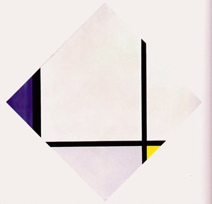 Lozenge Composition 3 Lines Blue Gray Yellow — Piet Mondrian