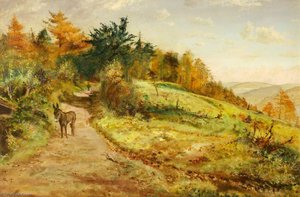 Donkey On A Path (possibly The Kymin) — John Arthur Evans