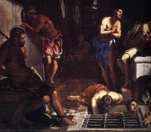 St Roch In Prison Visited By An Angel (detail) — Jacopo Tintoretto, Baroque Drama Light
