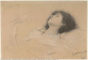 Reclining Girl (juliet); Two Studies Of Hands (study For — Gustav Klimt, Nothing