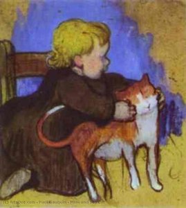 Mimi And Her Cat — Eugène Henri Paul Gauguin