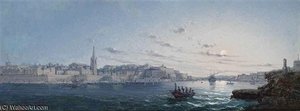 Shipping In Grand Harbour, Valetta, Malta, At Dusk — Luigi Maria Galea
