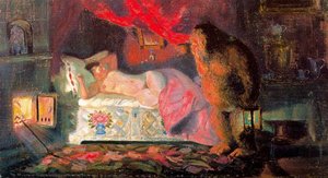 Merchant's Wife An Brownie — Boris Mikhailovich Kustodiev