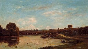 Washerwoman Near Valdomdois — Charles-françois Daubigny