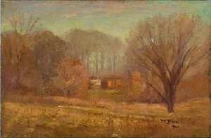 House In The Evening Mist — Theodore Clement Steele, Impressionism