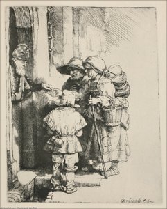 Three Beggars At The Door Of A House — Rembrandt Van Rijn