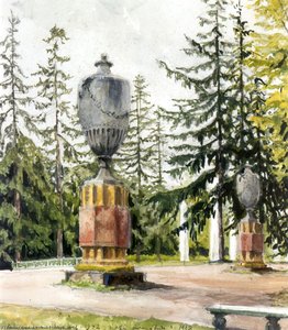 Peterhof Palace. Vases At The Channel — Alexandre Benois