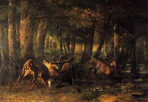 Spring, Stags Fighting — Gustave Courbet
