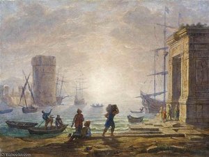 Hafensicht, Kopie Nach Claude Lorrain — Robert Zund