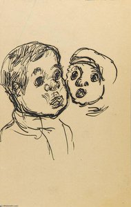 Heads Of Two Children — Christoph Voll, Expressionism