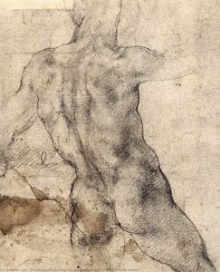 Male Nude, Seen From The Rear (recto) — Michelangelo Buonarroti, Renaissance Humanism