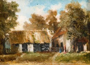 Barn and Post Office Cottage by 'The White Lion'