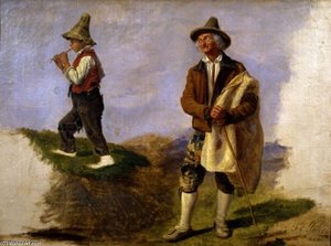 N Contadino Fermo E Un Contadinello Che Suona Il Piffero — Filippo Palizzi