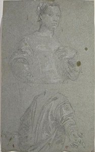 Sheet Of Studies. Young Woman Seen From The Waist And Torso Of A Man — Paolo Veronese