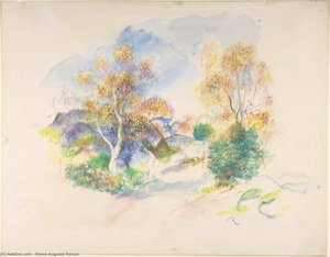 Landscape With A Path Between Trees — Pierre-auguste Renoir, Impressionism