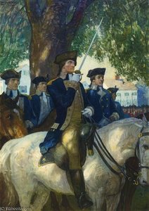 Beginning Of The American Union Washington Salutes The Flag As He Takes Command Of The Continental Army At Cambridge — N.c. Wyeth