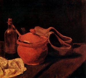 Still Life With Earthenware, Bottle And Clogs — Vincent Willem Van Gogh, Post-impressionism