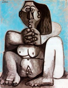 Mujer Desnuda En Cuclillas — Pablo Picasso, Cubist Style