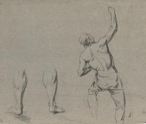 Academic Study Of A Man, Half-length; Study Of A Kneeling Male Nude; Study Of A — Benjamin West