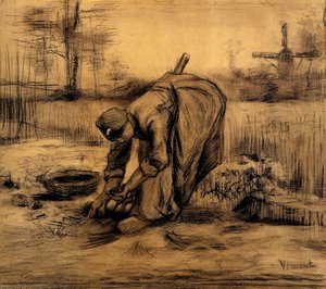 Peasant Woman Lifting Potatoes — Vincent Willem Van Gogh, Post-impressionism
