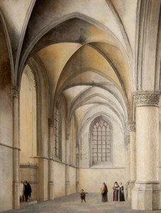 Interior Of St Bavo's, Haarlem, With A Catholic Baptism — Pieter Jansz. Saenredam