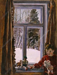 Katya With A Doll By The Window — Pyotr Konchalovsky