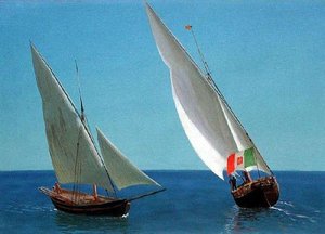 Sailing Vessels Off Capri — Albert Bierstadt