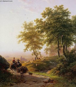 Farmers couple on forest hill Sun