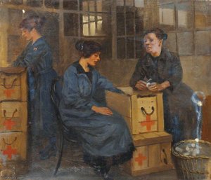 Sorting Bandages, British Red Cross Society And Order Of St John Of Jerusalem Medical Stores, Tottenham Court Road, London — Haydn Reynolds Mackey