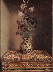 Still Life With A Jug With Flowers. The Reverse Side Of The Portrait Of A Praying Man — Memling, Hans