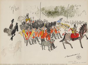 The Queen's Guard, Sketch For 'madeline In London' — Ludwig Bemelmans