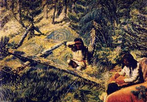 Drawing A Map On Birch-bark (rivière Moisie, Labrador Peninsula Expedition) — William George Richardson Hind