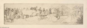 Farm Scene with Bulls